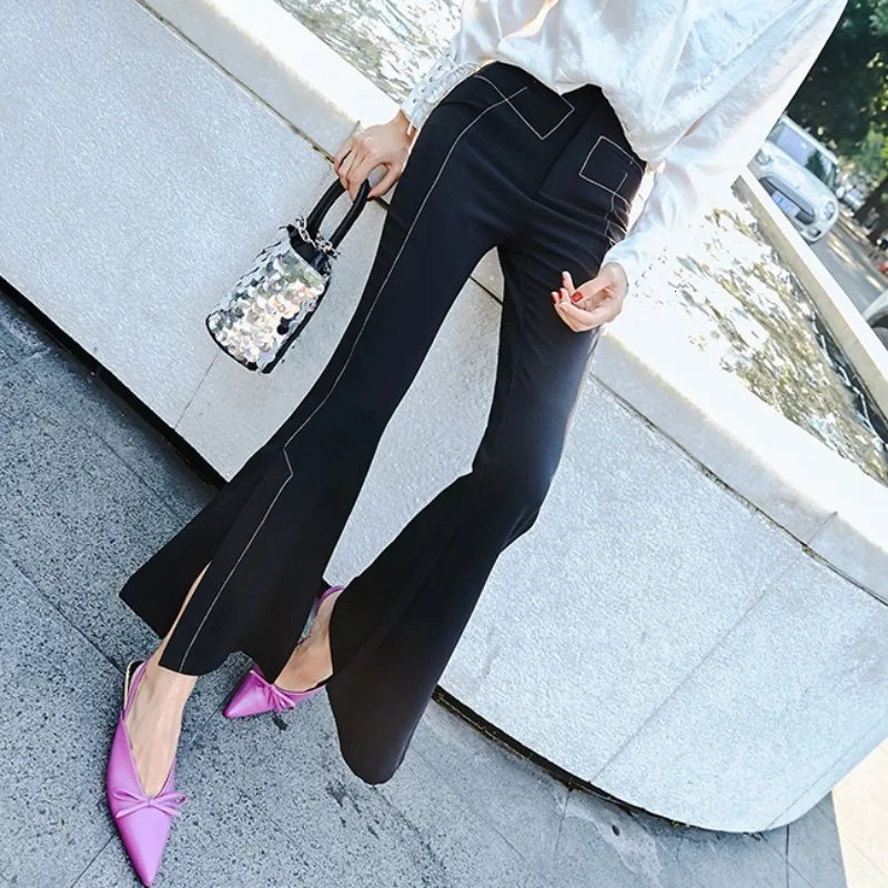 Женские модные брюки с высокой талией офисные женские широкие корейские