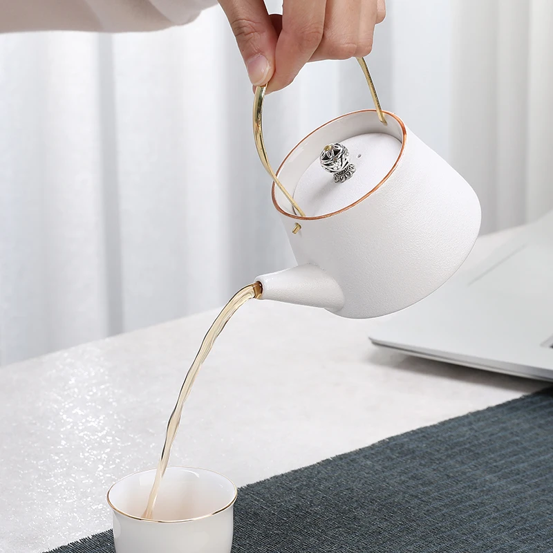 

New Ceramic Coffee Pot With Beam Pot Tea Set Small Teapot Tea Cup Small Set Household Living Room Flower Tea Making Teapot