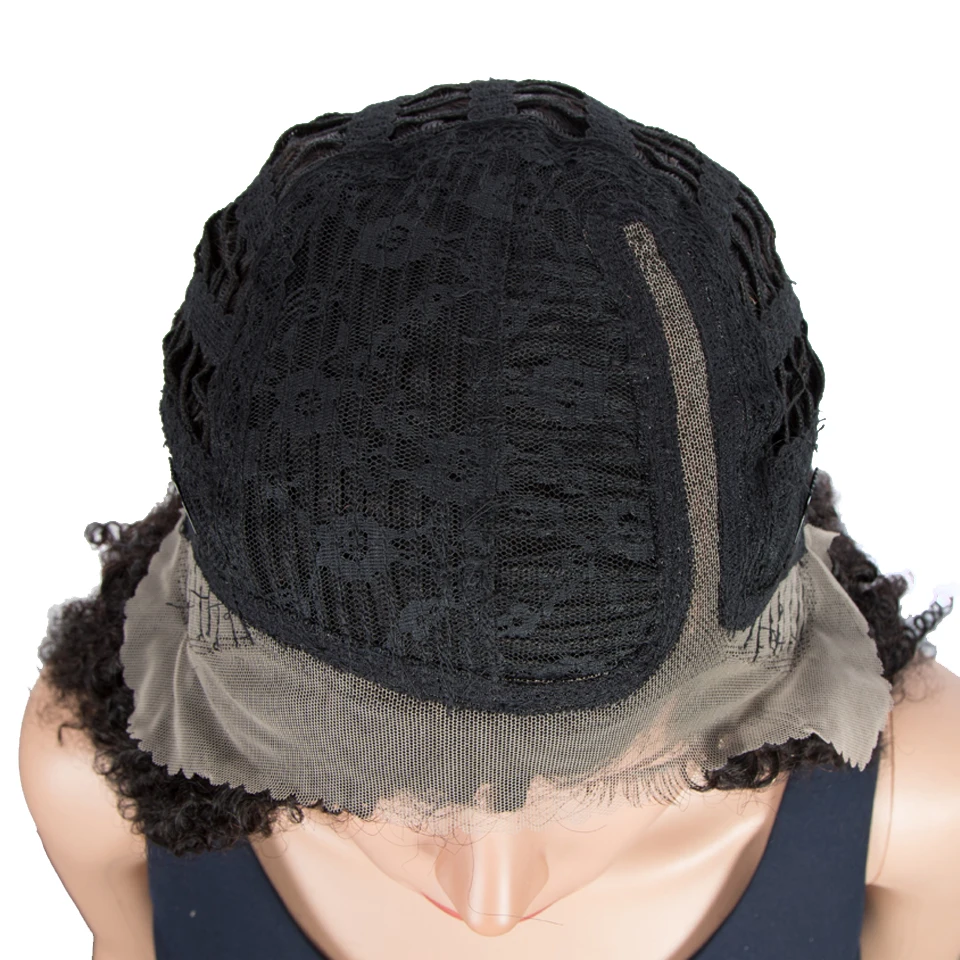 Кудрявые вьющиеся парики на сетке передние человеческие волосы женский