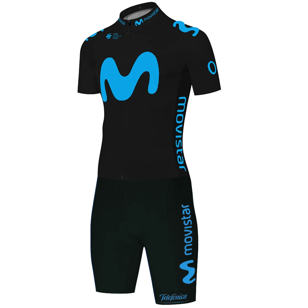 Командный movistar Трикотажный костюм для велоспорта боди с коротким рукавом