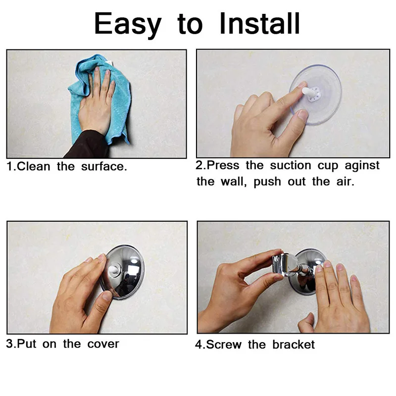 

ZhangJi Elegant Design Plastic Bathroom Shower head Holder Chromeplate Abs Suction Cup No Drill Shower Bracket Bathroom