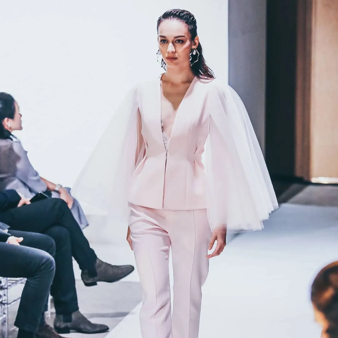 Высококачественный розовый комплект из двух предметов с длинным сетчатым