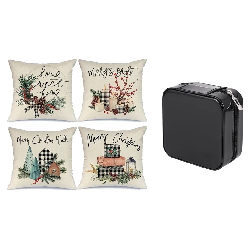 

Хит продаж, шкатулка для ювелирных изделий XD, портативный органайзер для хранения с рождественскими наволочками, декоративные подушки, Рож...