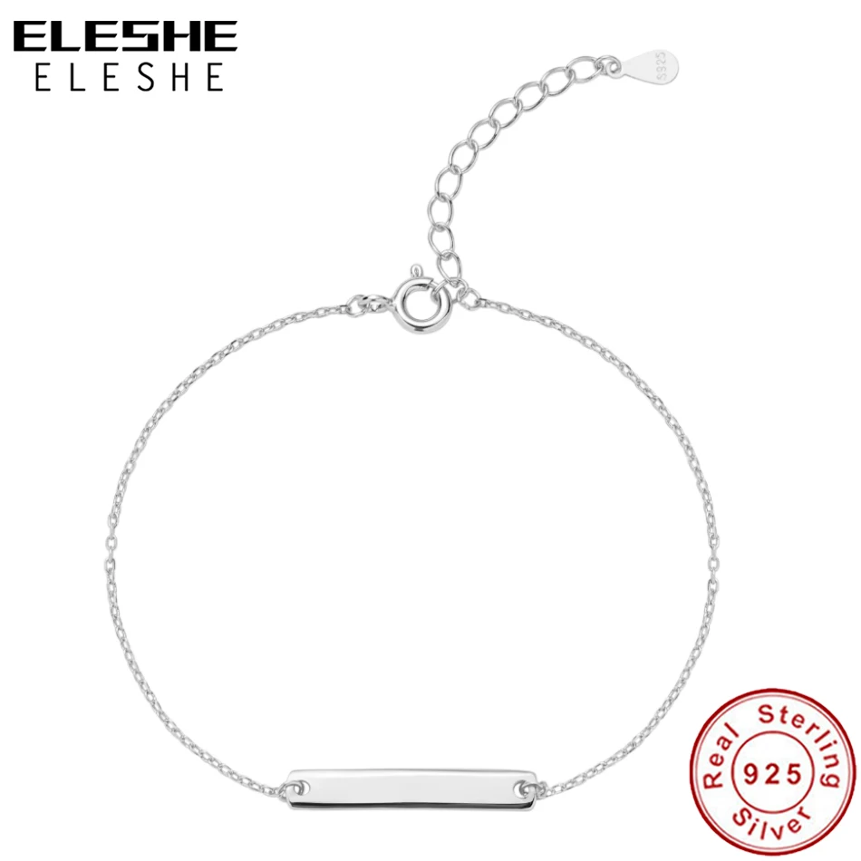 

Personalized Custom Name 925 Sterling Silver Bracelet Engravable Bar Bracelet Bangle For Female Party Fine Jewelry Gift