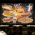 Настенная самоклеящаяся 3d-бумага с изображением гамбургера, Тако, пиццы, рыбы, фаст-фуда
