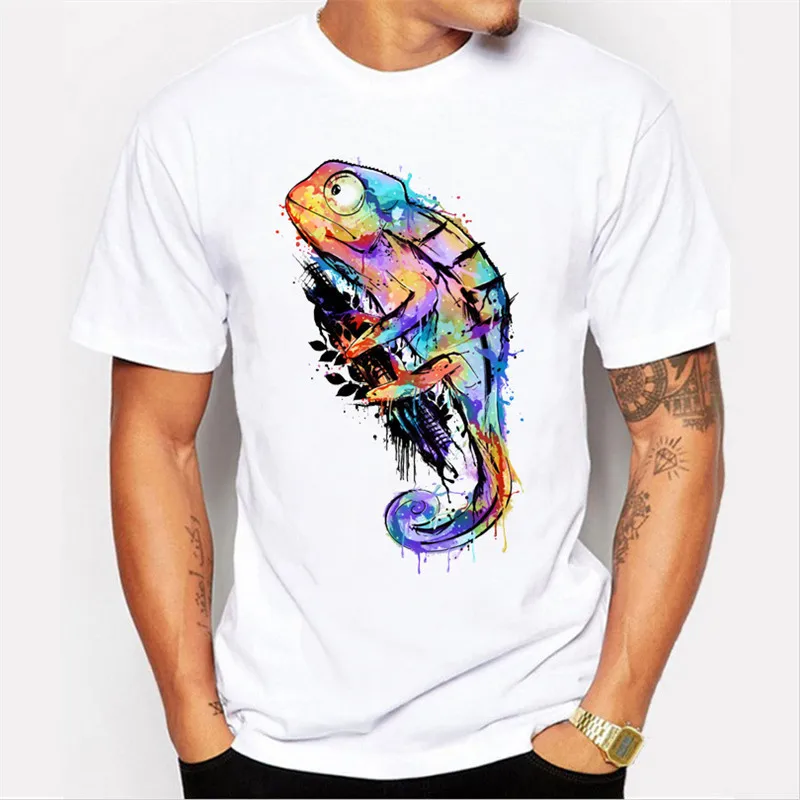 

Summer 2021 Men and Women Color Chameleon 3D Printed T-Shirt Leisure Sports Breathable Daily Home Short Sleeve XXS-4XL
