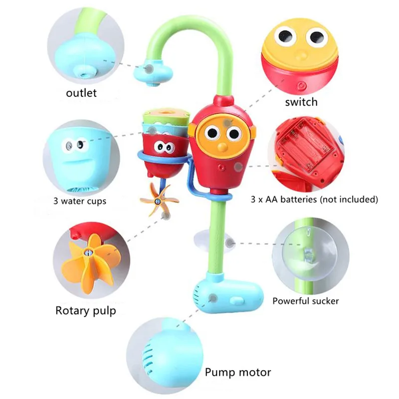 

Baby Bath Toys Wall Suction Cup Marble Turn around Bathroom Bathtub Kids Play Water Games Toy Set for Children