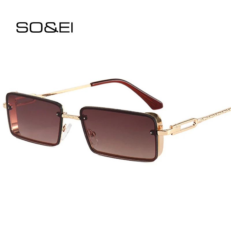 

Очки солнцезащитные Мужские квадратные SO & EI, винтажные модные небольшие прямоугольные солнечные очки с синим градиентом, с защитой UV400