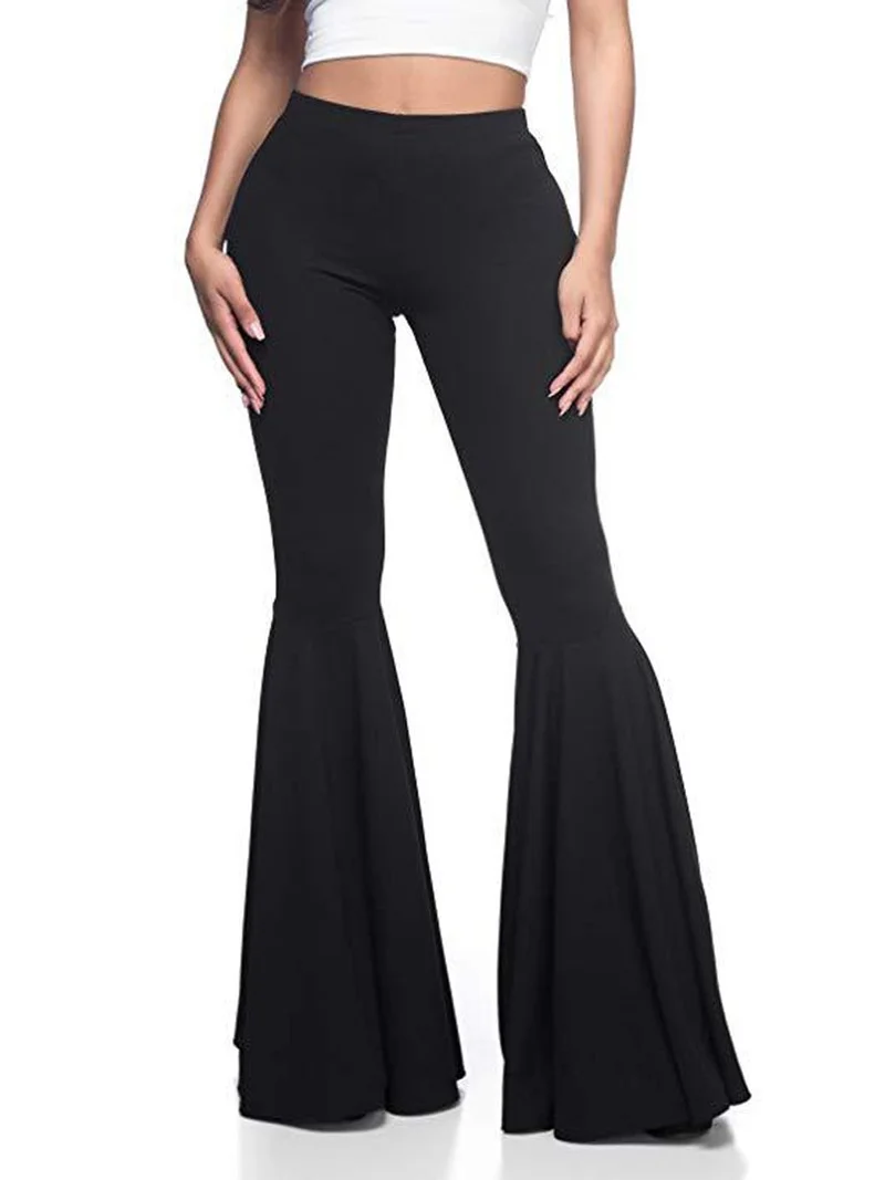 

Women Sexy Midi Waist Tight Flare Trousers Fashion Women's Summer Fall Palazzo Casual Ladies Solid Color Career Long Trousers