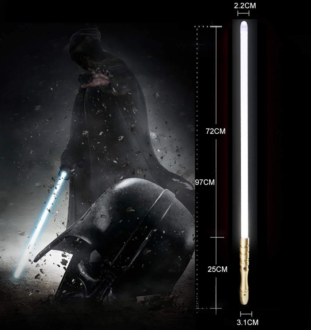Golden HD white Светильник saber со звуковым сигналом, светильник Jedi Sith Luke, подвесной светильник Saber Force, изменяющий цвет, с металлической ручкой - Цвет: Golden HD white