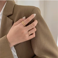 ring chain three piece joker south korean niche design simple finger ring fashion web celebrity sweet hand act the role of women
