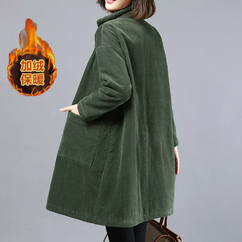 Женская зимняя куртка большого размера бархатная толстая вельветовая свободные