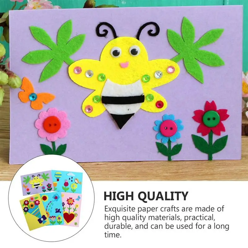 

5pcs Cartoon Greeting Cards DIY Material Kit Kid's DIY Supplies (Random Style)