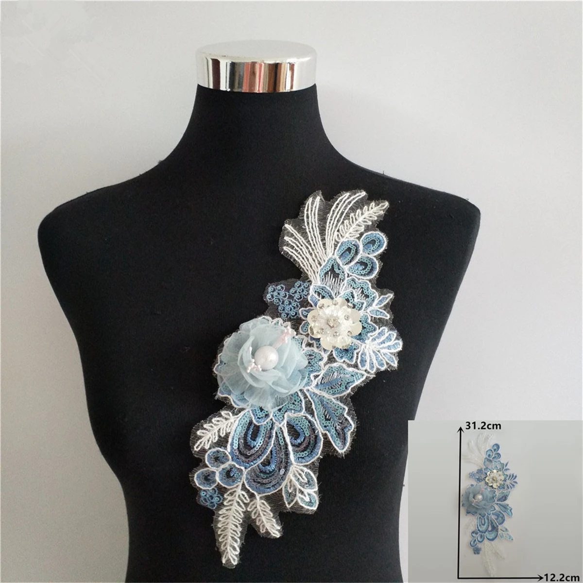 

Цветочная аппликация бисер блестки кружевной воротник отделка вышитый вырез искусство шитья