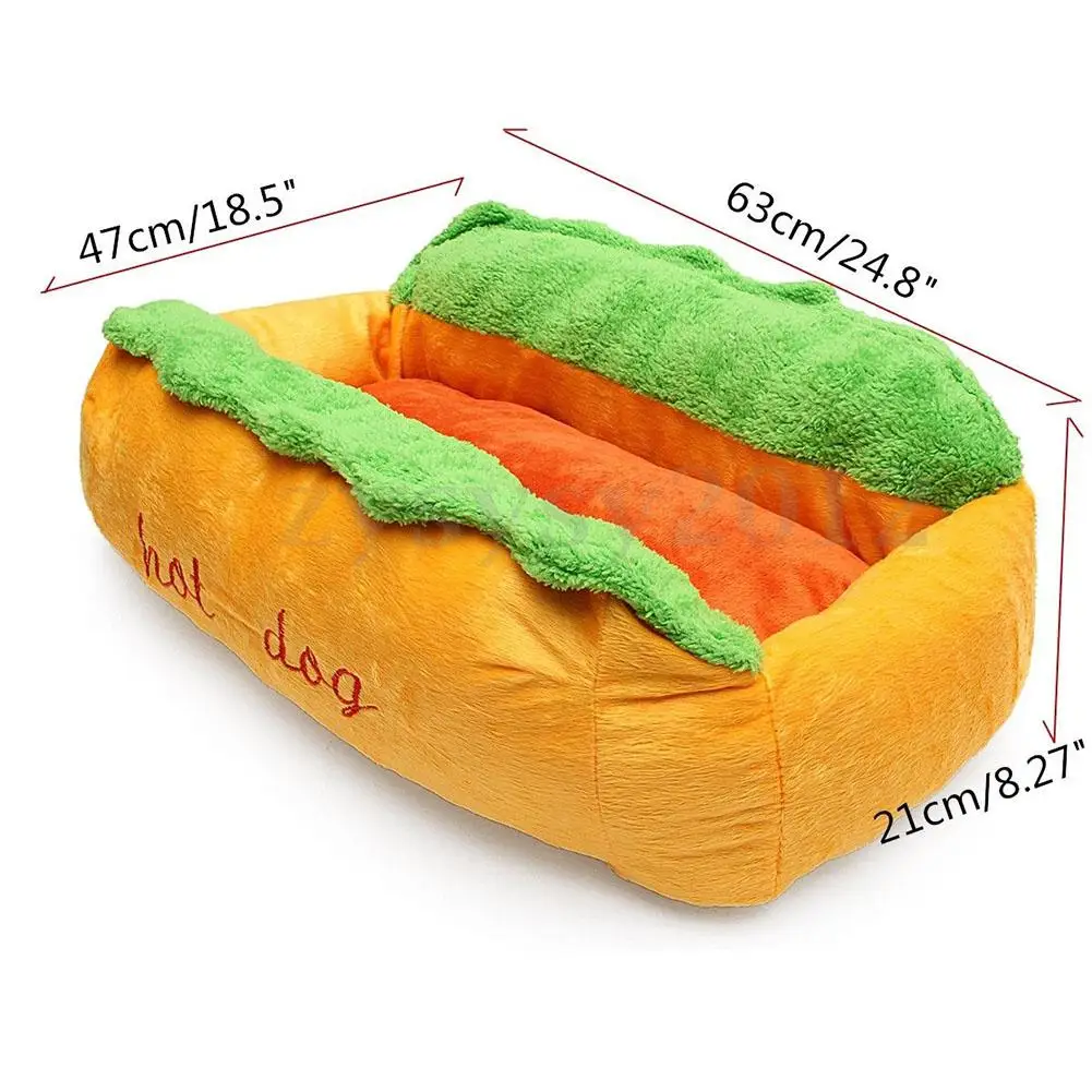 

Cotton Hot Dog Shape Pet Bed Kennel Cat Dog Nest Puppy House Warm Mat Cushion Washable Pad