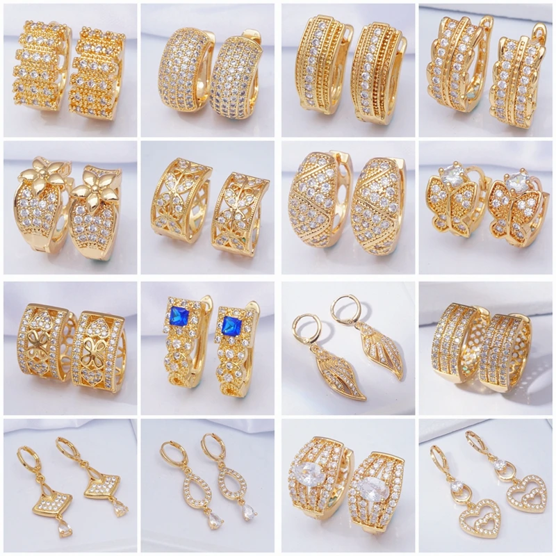 

31 Styles Fashion Gold Earrings Cubic Zirconia Crystal Small Hoop Earrings for Women Wedding Jewelry 2019
