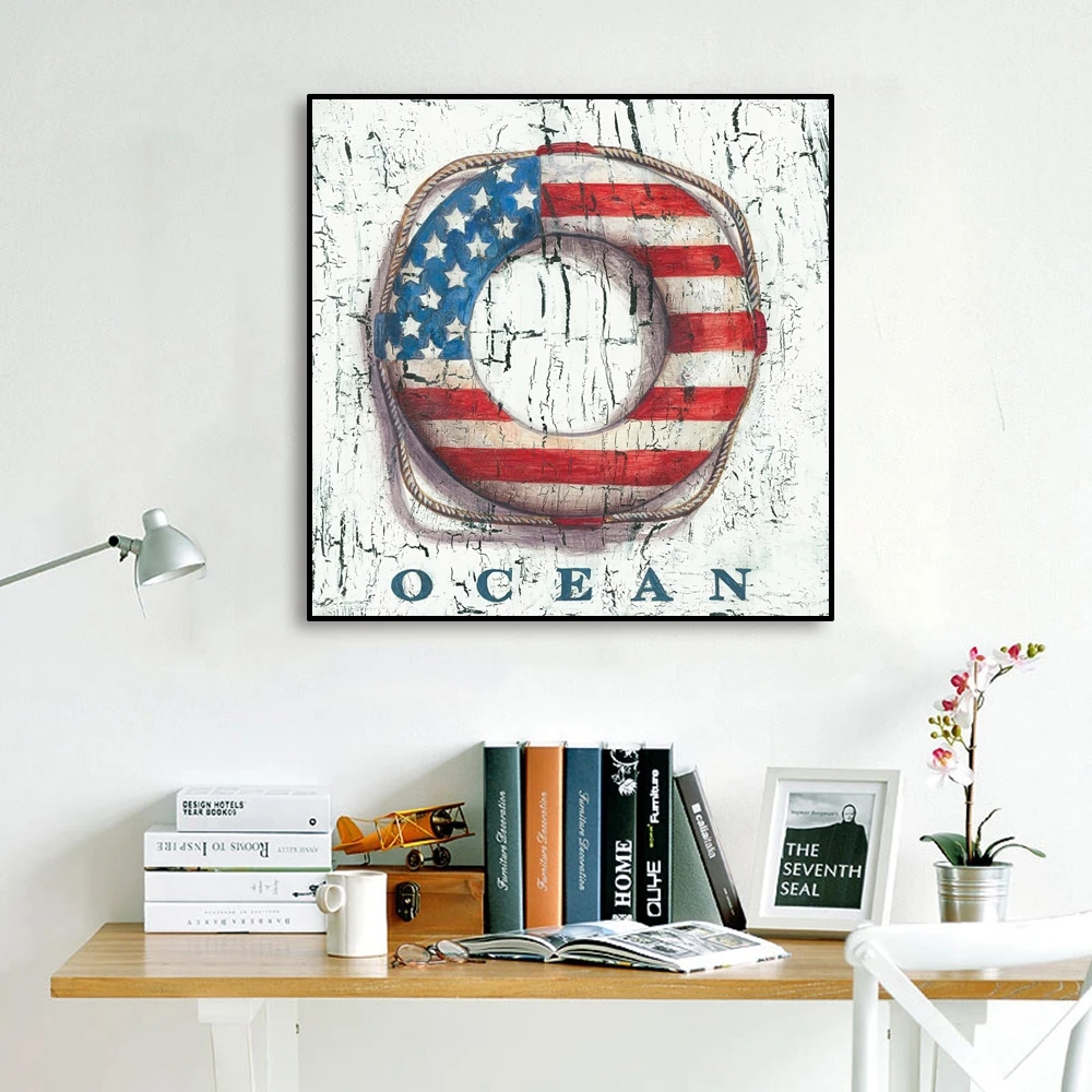 Классический американский флаг холст живопись океан и распродажа настенные