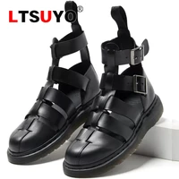 new mens and womens leather martin sandals fashionable large size casual baotou sandals high end brand couple shoes