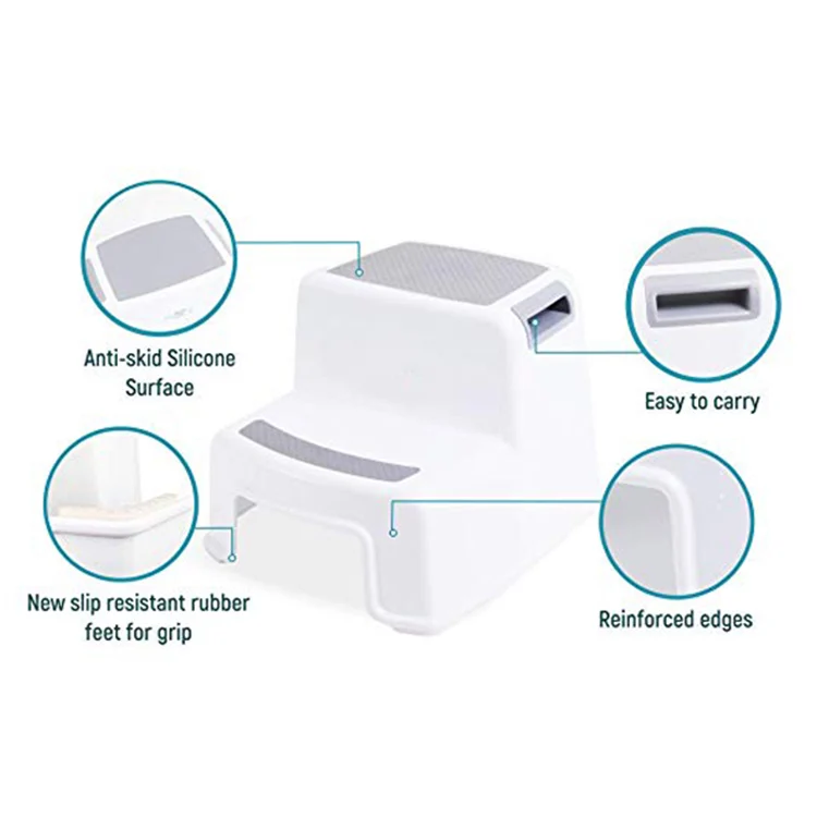 

High Safe 2 Step Toddler Stool Safety Slip Resistant Soft Grip for Bathroom Toilet Potty Training UEJ