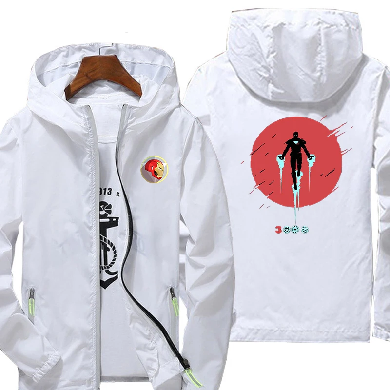 

Disney Marvel Iron Man Leisure Outwear Drying Sun Protection Sports Waterproof Hooded Streetwear Breathable Print Jacket Clothes