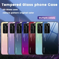 gradient tempered glass phone case for huawei mate 10 20 30 40 p20 p30 p40 p50 5g p smart pro lite plus dazzle color shell cover