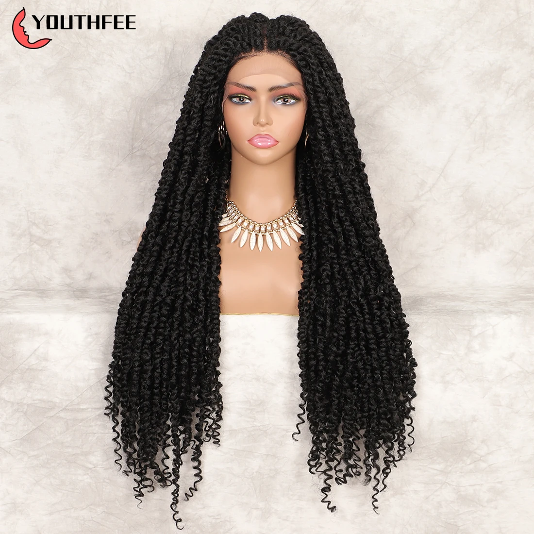 

Плетеный синтетический парик Youthfee, 30 дюймов, без узлов, для чернокожих женщин