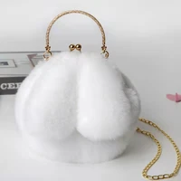 mini new women plush shoulder bag cute rabbit ears crossbody bags female messenger bags purses soft for women birthday present