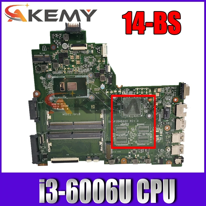 Для HP 14-BS 240 G6 серии Материнская плата ноутбука DA0P1BMB6D0 с SR2UW i3-6006u Процессор 925423-001