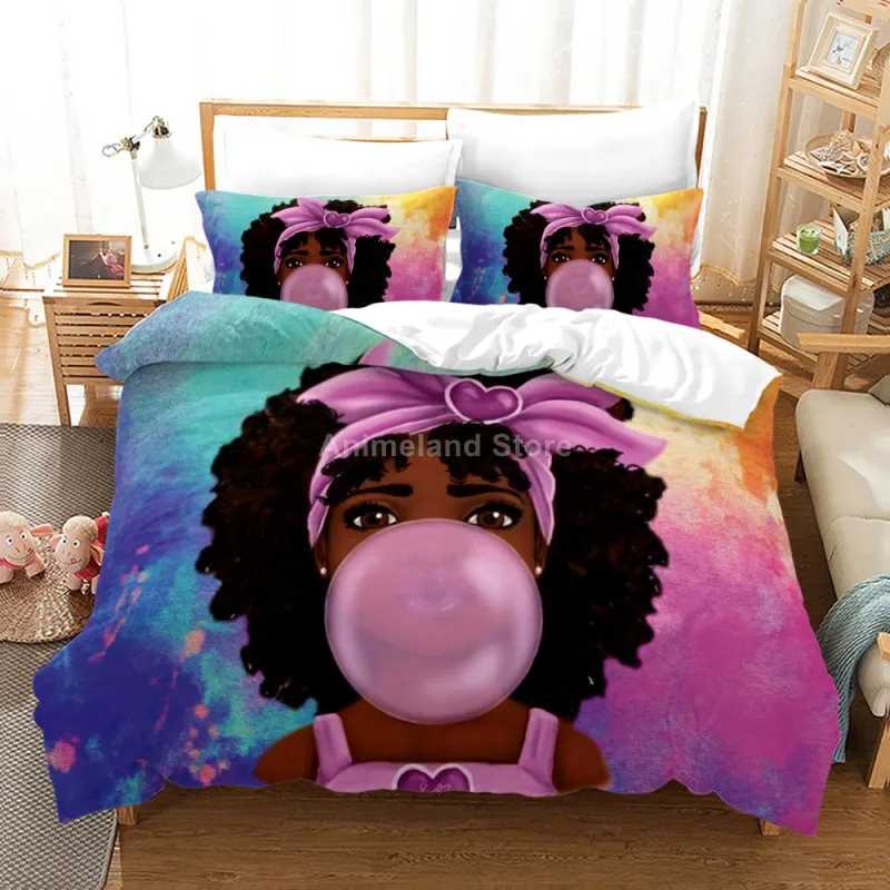 

Fashion Popular Affrica Girls 3D Print Comforter Bedding Set Girl Duvet Cover Sets Pillowcase Queen King Double Size Home Textle