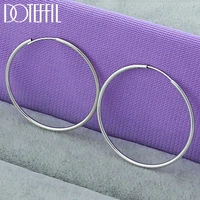 doteffil 925 sterling silver round circle 30mm hoop earrings for woman wedding engagement party fashion charm jewelry