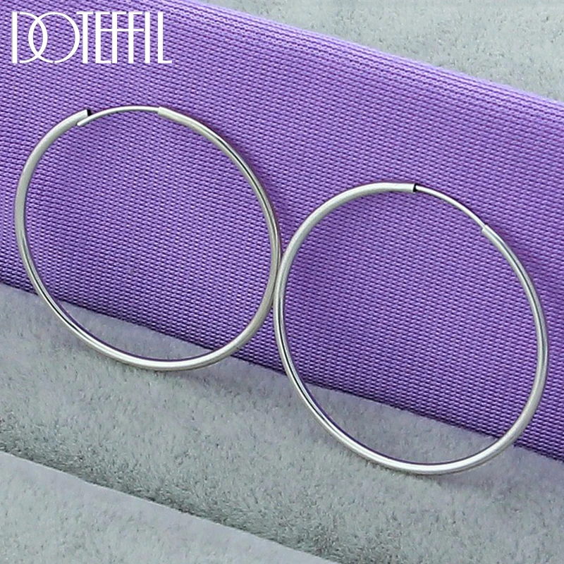 Женские серьги кольца DOTEFFIL из серебра 925 пробы 30 мм|big circle hoop earring|circle earringshoop earrings for