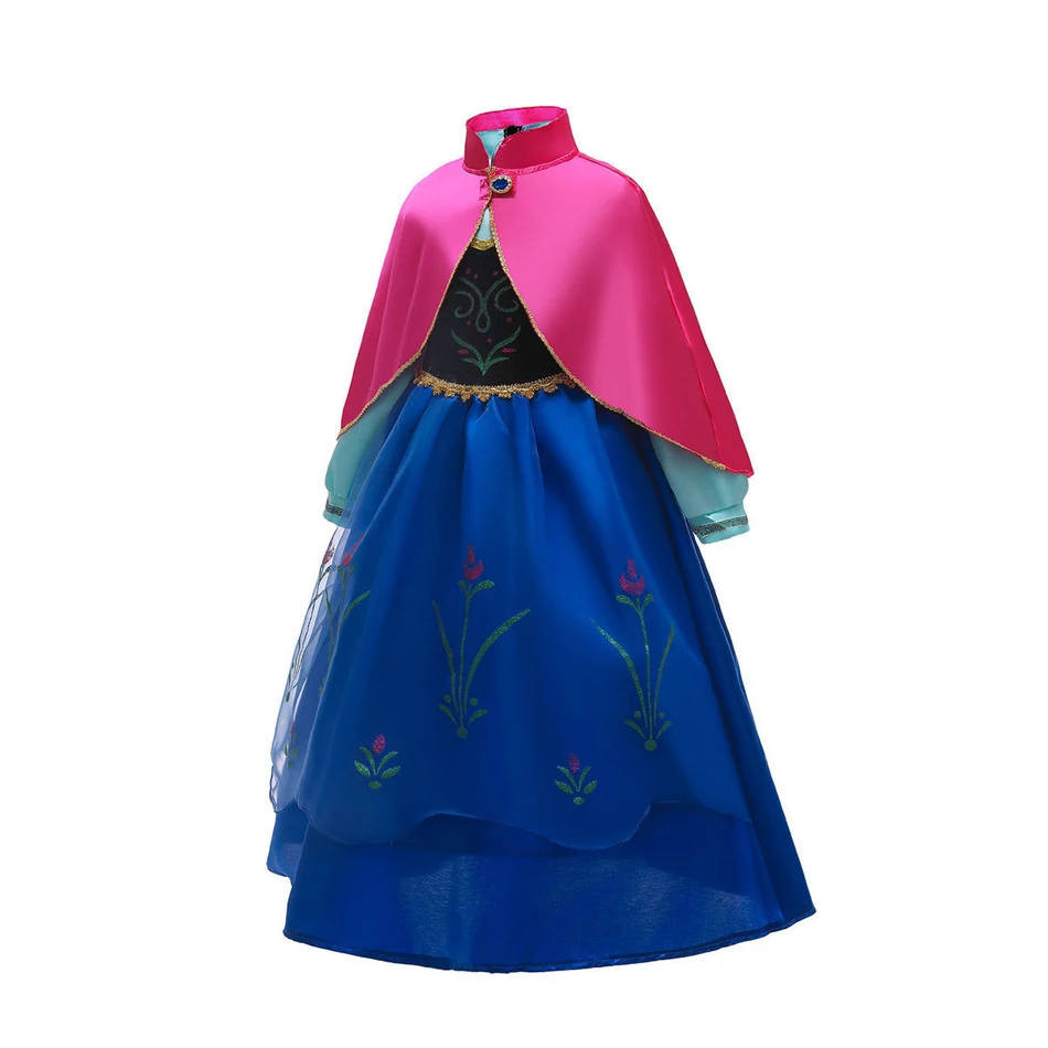 Frozen 2 Fantastic Anna Princess Dresses Girls Halloween Costume Long Gown Kids Carnaval Wedding Dress Children Cosplay Clothing
