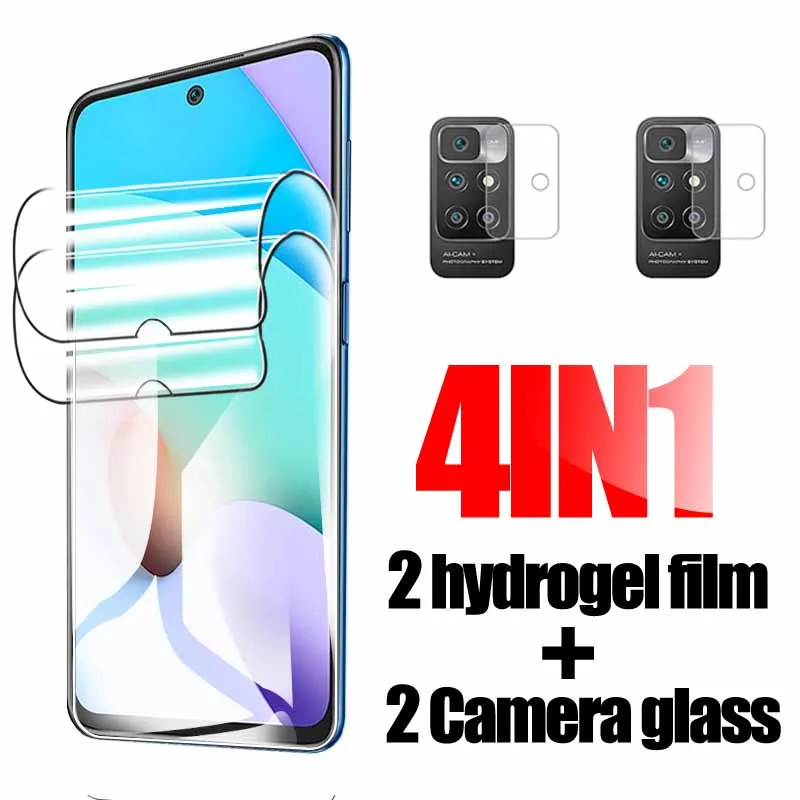 

Гидрогелевая пленка 4 в 1 для Xiaomi Redmi 10, полное покрытие, Xiami Xiomi 10, пленка для объектива камеры и защитная пленка для экрана, закаленное стекло