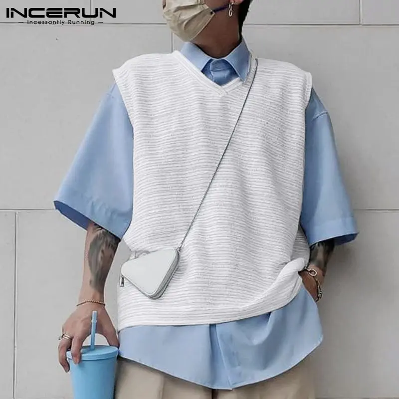 

Модный повседневный мужской жилет без рукавов, V-образный вырез, мужские вязаные однотонные хорошо облегающие удобные Майки 2022 S-5XL