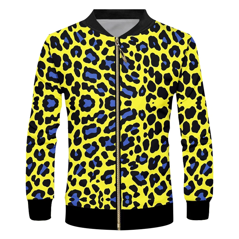 

IFPD EU Size Zipper Jackets 3D Printed Leopard Spot Streetwear Plus Size Casual Clothes Homme Autumn Long Sleeves Tracksuit Coat