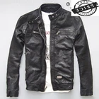Мужская кожаная куртка-бомбер, мотоциклетная куртка из 100% натуральной овечьей козьей шкуры, черного цвета, одежда для весны и осени