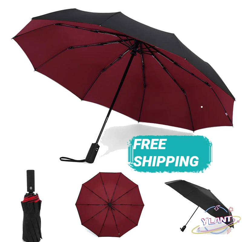 

Large Rain Business Parasol Double Layer Windproof Women's AutomaticUmbrella Female Male Ten Bone Three Folding Men's Umbrella