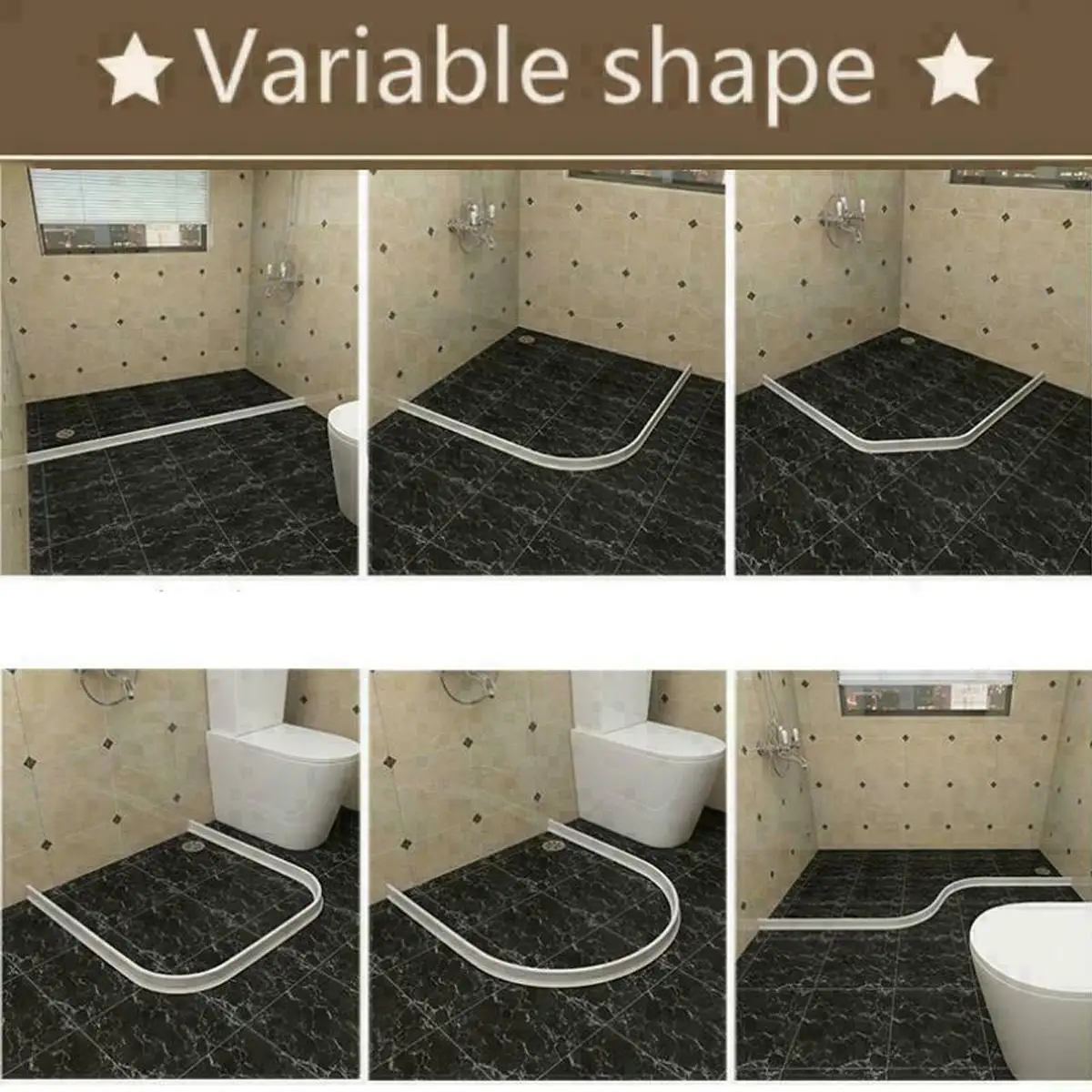 

30MM Gray Bathroom Water Stopper Kitchen Countertop Water Retaining Strip Bendable Bathroom Shower Threshold Water Dam Barrier