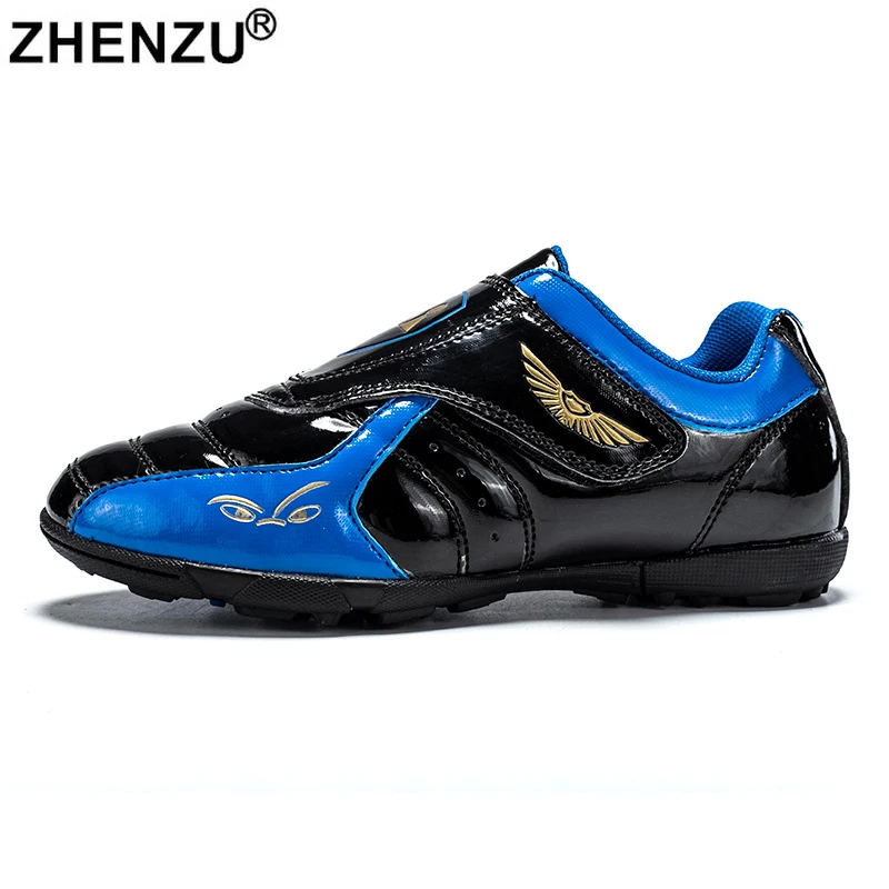 ZHENZU Size 28-39 Children TF Soccer Shoes Football Boots Kids Boys Trainers Sneakers Cleats Training tennis shoes Lace-free