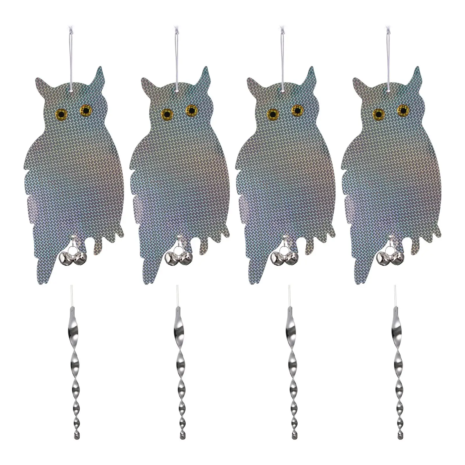 

Protecting Function Owl-Shaped Reflector Durable Reflective Hanging Owl With Rope Decorative Balcony Bird Repellent Outdoor 4pcs