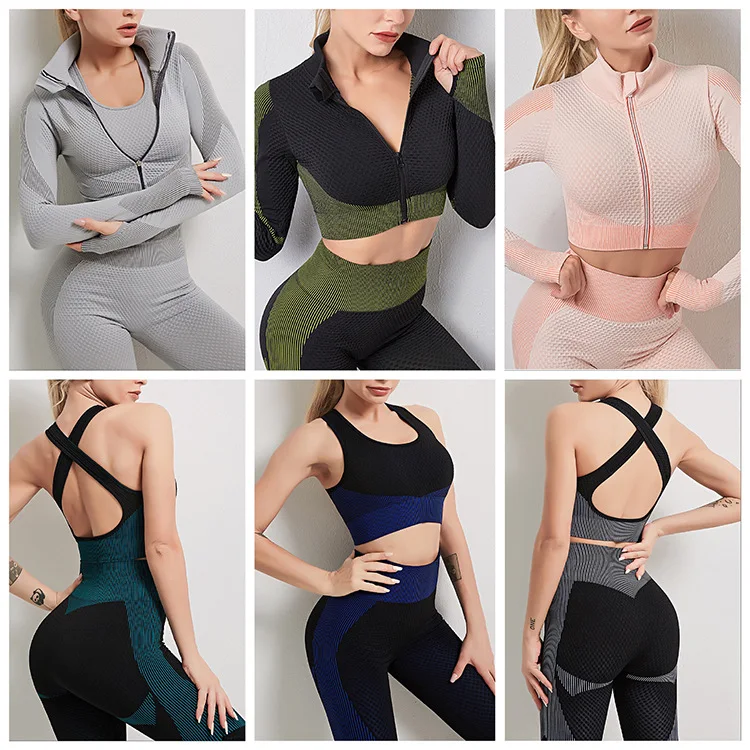 

Women Fitness Sport Yoga Suit Seamless Women Yoga Sets Long Sleeve Yoga Clothing Female Sport Gym Suits Wear Running Clothes