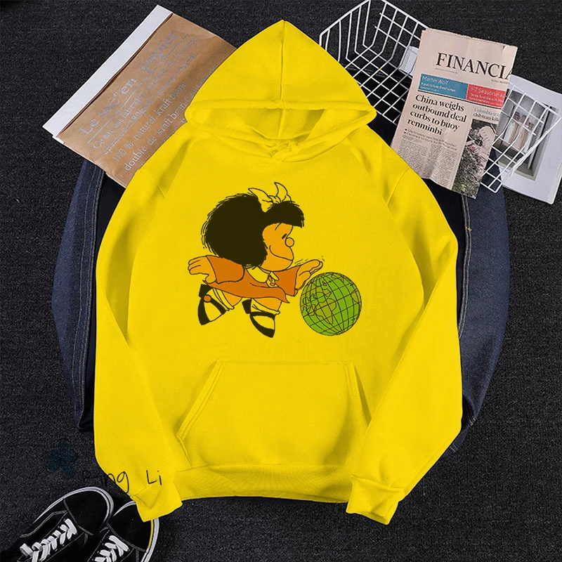 Naive Mafalda Толстовка в Корейском стиле топы или QUIERO с принтом кафе женская одежда Y2k