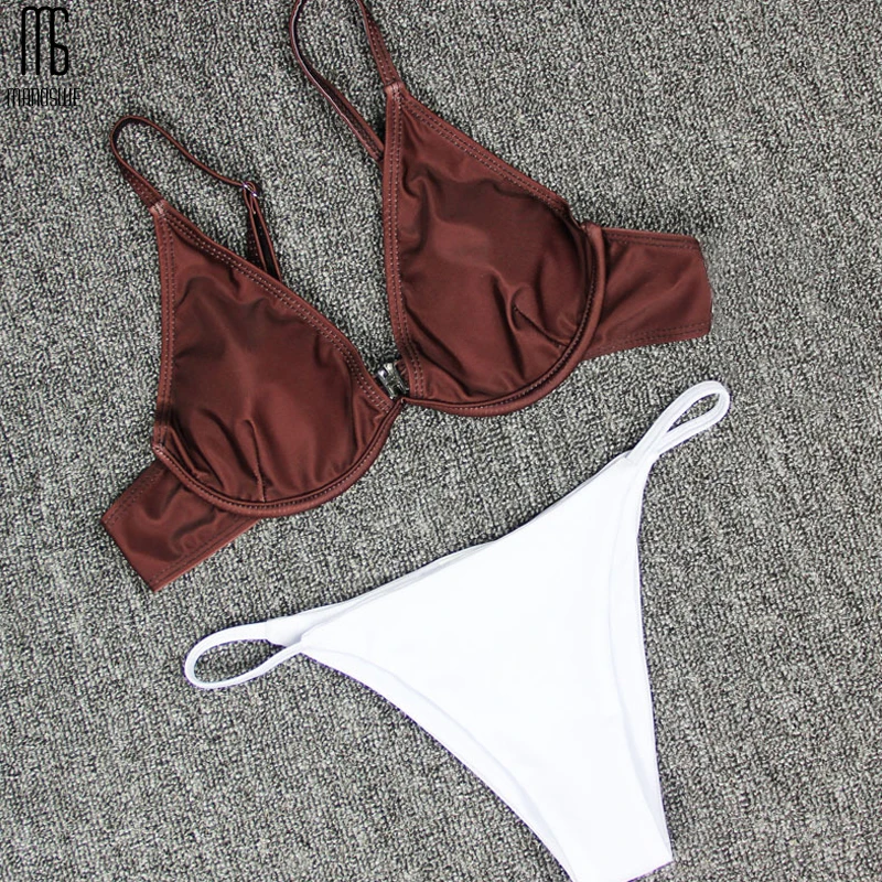 Manoswe мягкий женский купальник набор микро бикини стринги Одноцветный