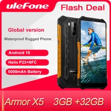 Ulefone Armor X5 Rugged Smartphone Android 10 Octa-core NFC IP68 3GB 32GB 5000mAh Cell Phone 4G LTE Waterproof Mobile Phone