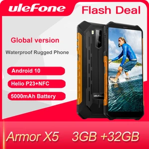 ulefone armor x5 rugged smartphone android 10 octa core nfc ip68 3gb 32gb 5000mah cell phone 4g lte waterproof mobile phone free global shipping