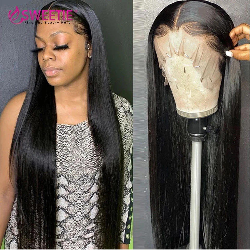 

Sweetie 13x4 Straight Human Hair Wig Pre Plucked Hairline 150% 13x6 Lace front Wig 8-24 inch Middle Ratio Brazilian Remy Hair