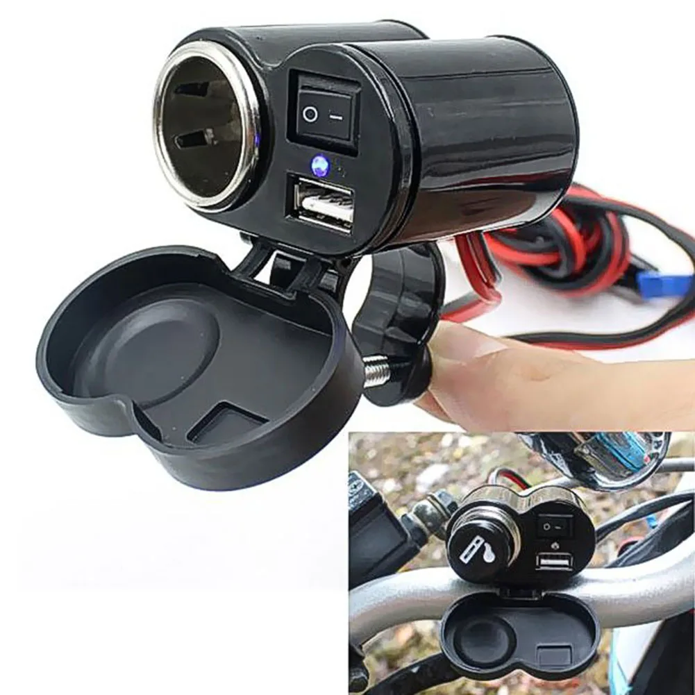 12V Car Motorcycle Motorbike Bike Waterproof Cigarette Lighter USB Power Charging Port Smartphones Charger Car Supplies