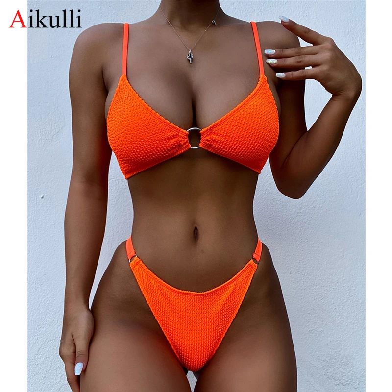 

New Ribbed Wrinkled Bikinis Swimwear Women Solid Swimsuit Push Up Bikini Set 2021 Sexy Summer Beach Wear Swimmimg Bathing Suits