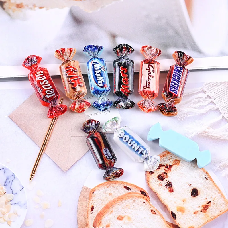 

10pcs Simulation Candy Charms Flatback Resin Chocolate Earring Pendant DIY Accessory For Necklace