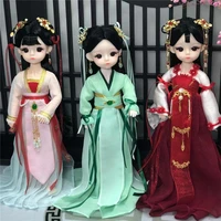 30cm chinese style hanfu doll 3d eyes 6 point fashion dress up clothes set 23 joints diy hairpin he address doll girl toy gift